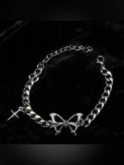 Butterfly Steering Wheel Charm Silver Cross Car Accessory