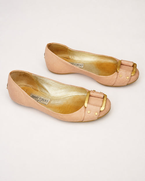 Jimmy Choo Women’s Blush Pink Leather Ballet Flats Size 36 / 6