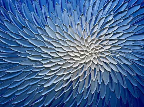 AMEI 30x60 Ocean Blue White Hand-Painted Textured Abstract Canvas Wall Art