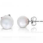8mm Freshwater Pearl Stud Earrings | Classic White | Lightweight - Sable & Red