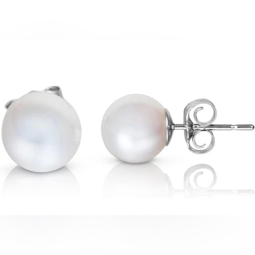 8mm Freshwater Pearl Stud Earrings | Classic White | Lightweight - Sable & Red