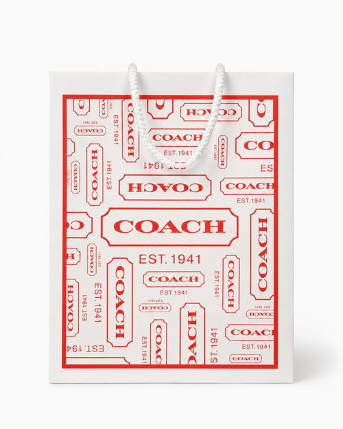 Vintage Coach White & Red Logo Paper Shopping Gift Bag EST. 1941