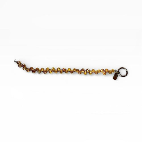 Beaded Cell Phone Charm Lanyard Wrist Strap Bracelet Gold
