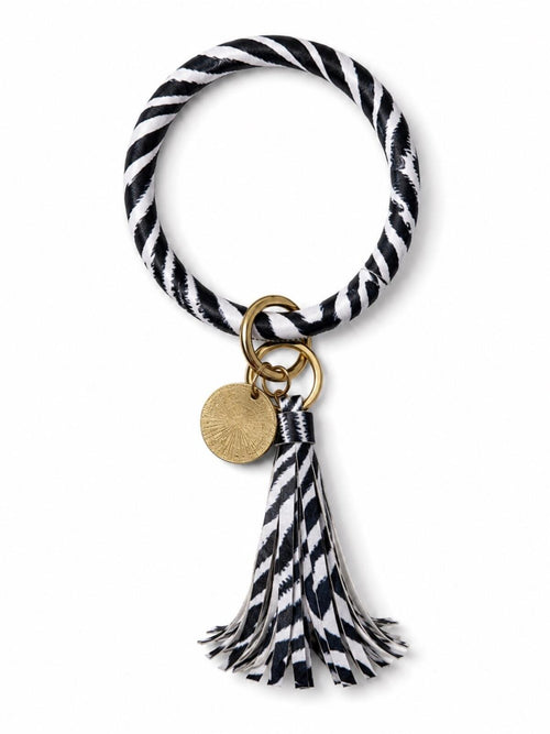 Zebra Print Family Is Forever Wristlet Bracelet Key Ring Keychain - Large