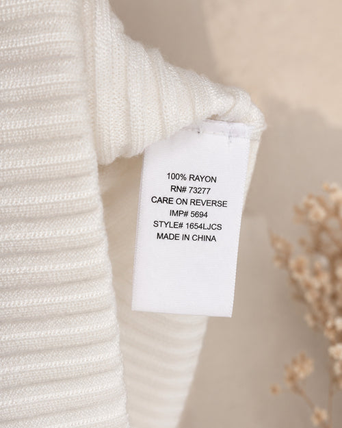 Candie’s White Open Knit V-Neck Sweater Top Size Large Rayon Long Sleeve Tunic