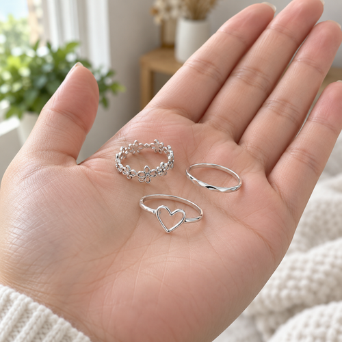 Random Silver Rings Mystery Boho Minimalist Jewelry • 3, 5, or 10 set