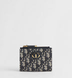 Dior 30 Montaigne Dahlia Card Holder Coin Pouch Blue Dior Oblique Jacquard