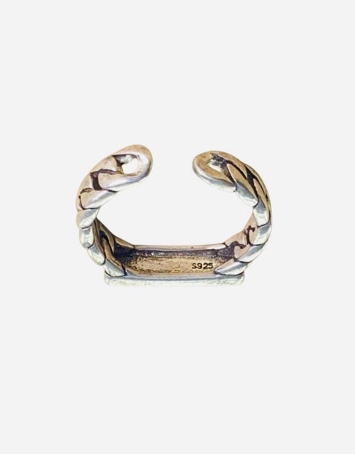 Yves Saint Laurent Paris YSL Silver Chain Link Nameplate Band Ring S925