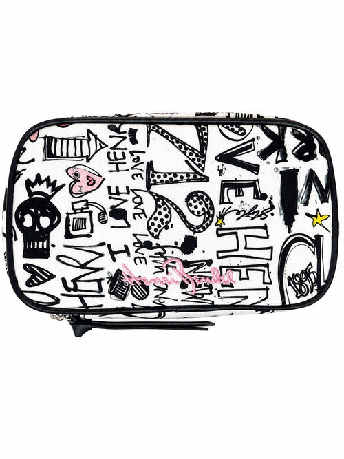 Henri Bendel West 57th Graffiti Print Travel Jewelry Cosmetic Case Zip Pouch