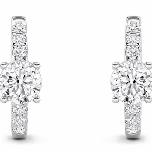 Zales 1.50 cttw Diamond Huggie Hoop Earrings, 925 Sterling Silver NEW