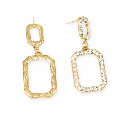 Tuckernuck Square Pearl and Crystal Drop Earrings