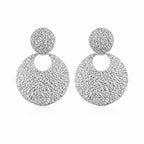 Tuckernuck Silver Textured Circle Drop Statement Earrings