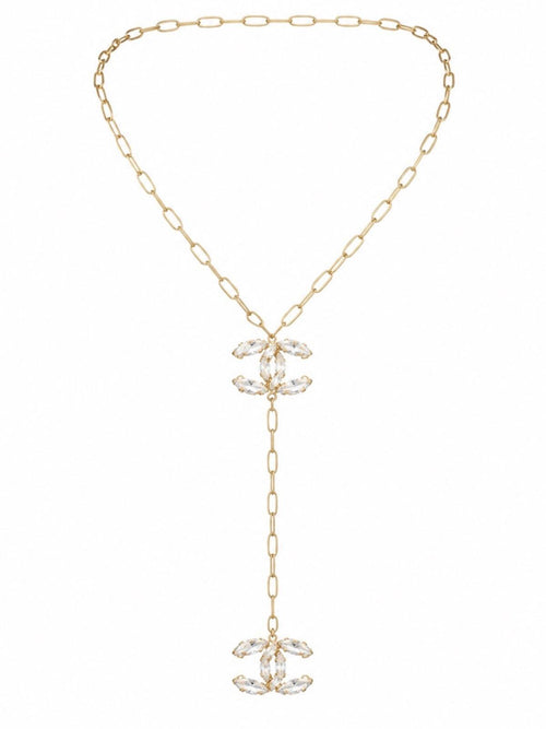 CC Gold Tone Crystal Lariat Y-drop Necklace