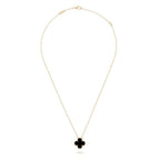 Black Onyx and Gold Clover Necklace - Sable & Red