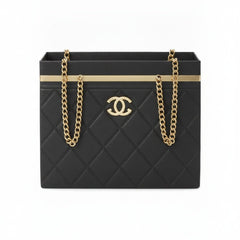 Black Quilted Box Mini Bag with Gold Hardware * Flower Bouquet Holder - Sable & Red