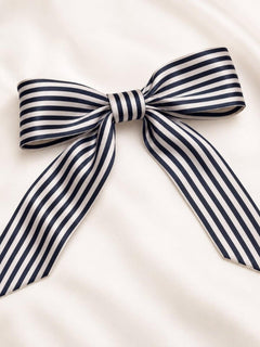 Black White Striped Satin Hair Scarf Bag Accent 33.46” - Sable & Red