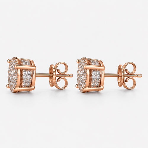 Rose Gold Pavé Cubic Zirconia Stud Earrings