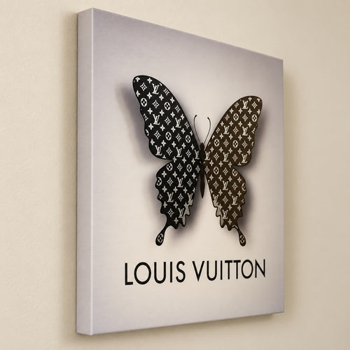 LV Monogram Butterfly Canvas Wall Art 18x18 Luxury Decor