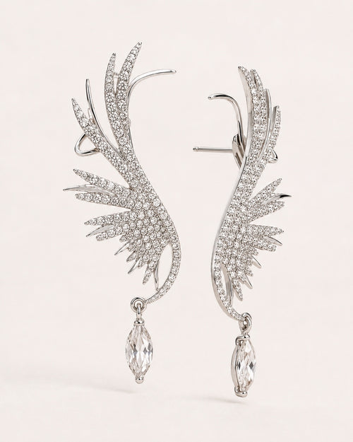 Crystal Angel Wing Ear Cuff Statement Earrings