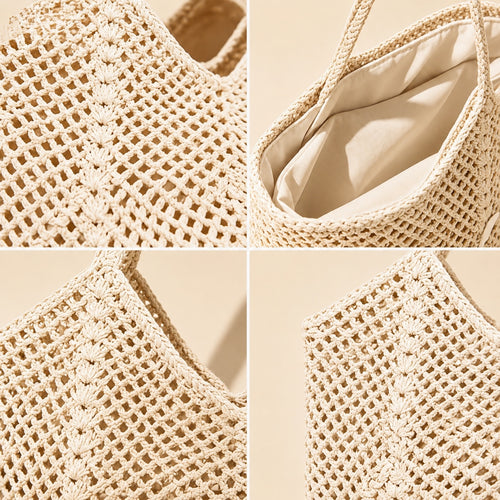 Chloe Crochet Woven Mesh Tote Bag Boho Beach Shoulder Bag
