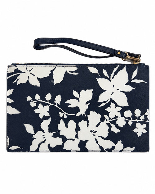 Michael Kors Jet Set Travel Navy White Floral Wristlet