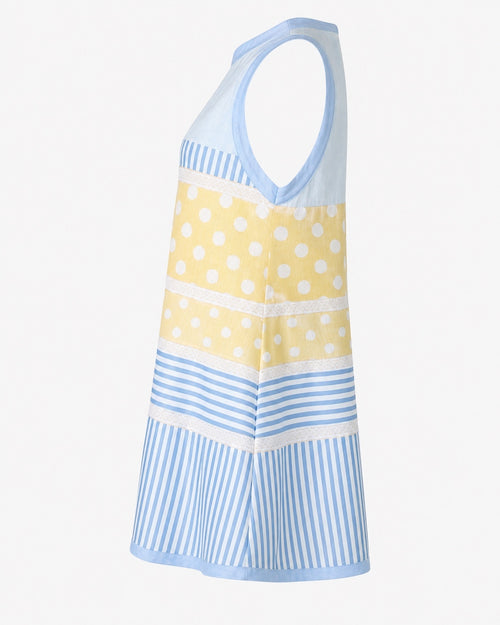 Patchwork Polka Dot Stripe Sleeveless Summer Dress