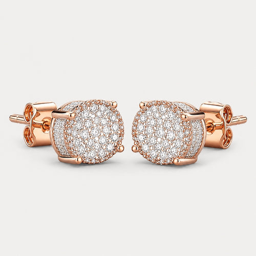 Rose Gold Pavé Cubic Zirconia Stud Earrings