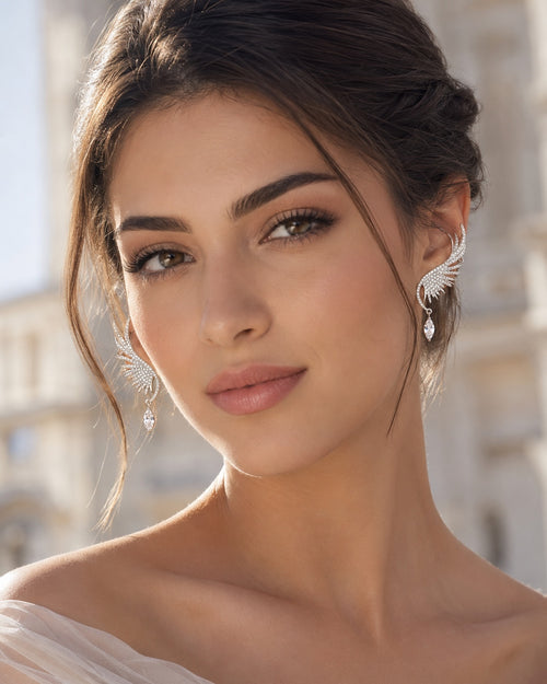 Crystal Angel Wing Ear Cuff Statement Earrings