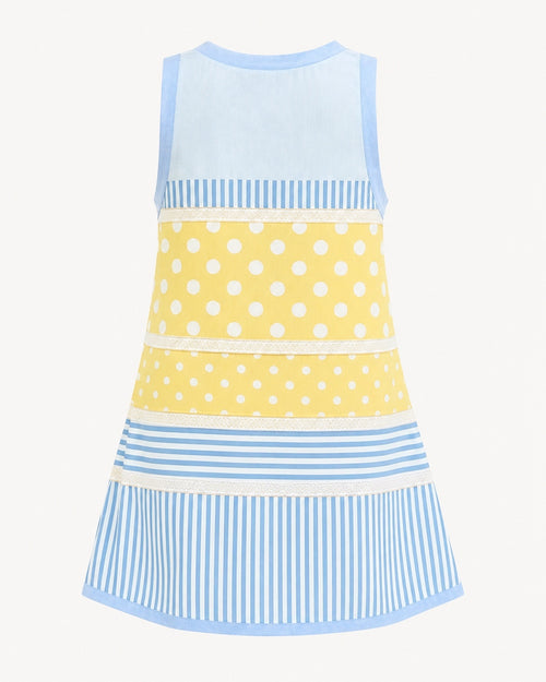 Patchwork Polka Dot Stripe Sleeveless Summer Dress