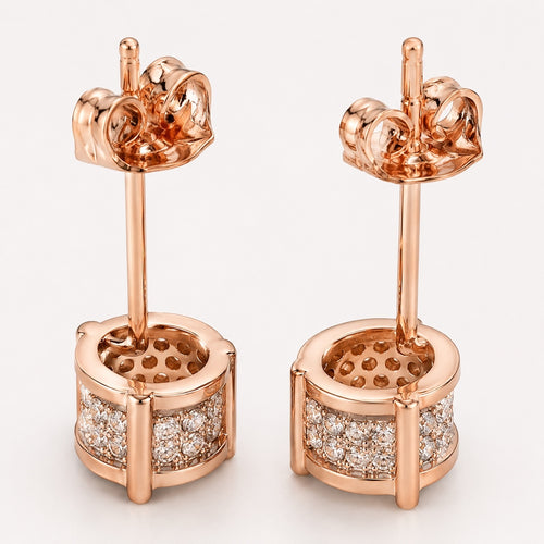 Rose Gold Pavé Cubic Zirconia Stud Earrings