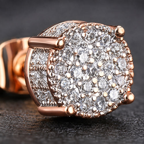 Rose Gold Pavé Cubic Zirconia Stud Earrings