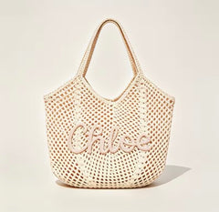 Chloe Crochet Woven Mesh Tote Bag Boho Beach Shoulder Bag