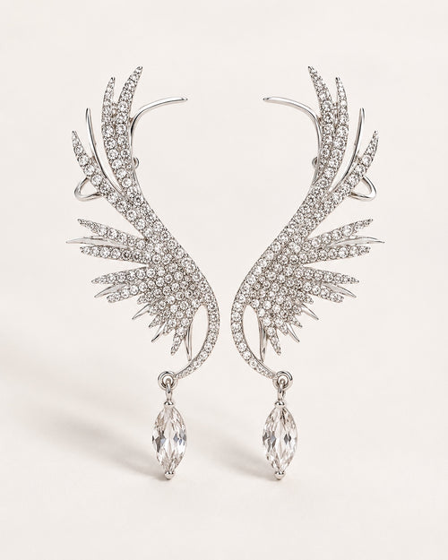 Crystal Angel Wing Ear Cuff Statement Earrings
