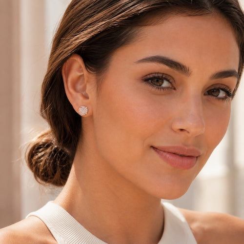 Rose Gold Pavé Cubic Zirconia Stud Earrings