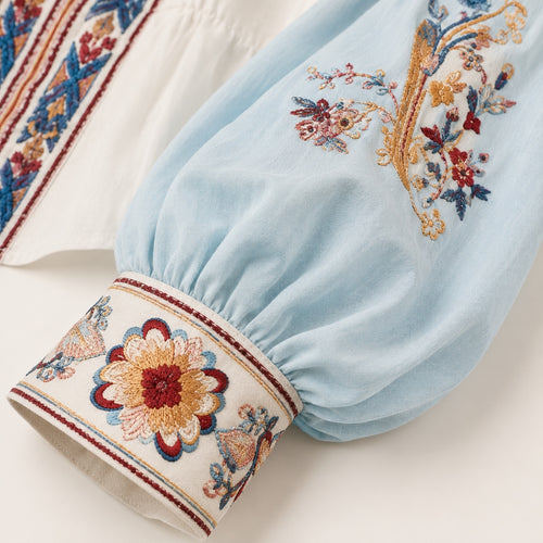 Blue Floral Off-Shoulder Boho Peplum Crop Top