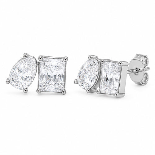 Kenneth Jay Lane Shaped Cubic Zirconia Silver-Tone Stud Earrings