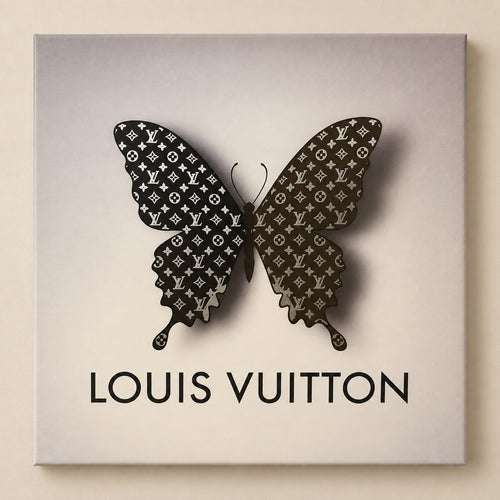 LV Monogram Butterfly Canvas Wall Art 18x18 Luxury Decor