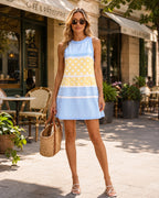 Patchwork Polka Dot Stripe Sleeveless Summer Dress