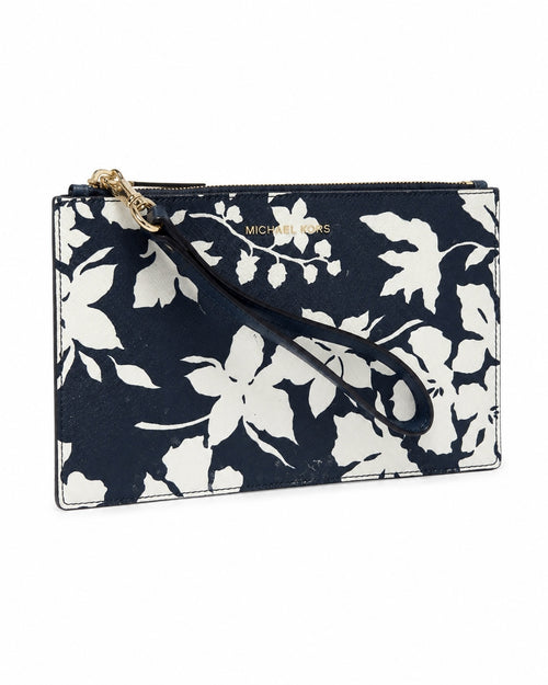 Michael Kors Jet Set Travel Navy White Floral Wristlet