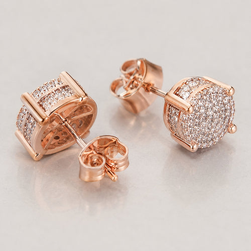 Rose Gold Pavé Cubic Zirconia Stud Earrings
