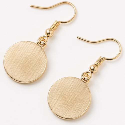 18k Yellow Gold-Plated Crushed CZ Mosaic Round Drop Earrings