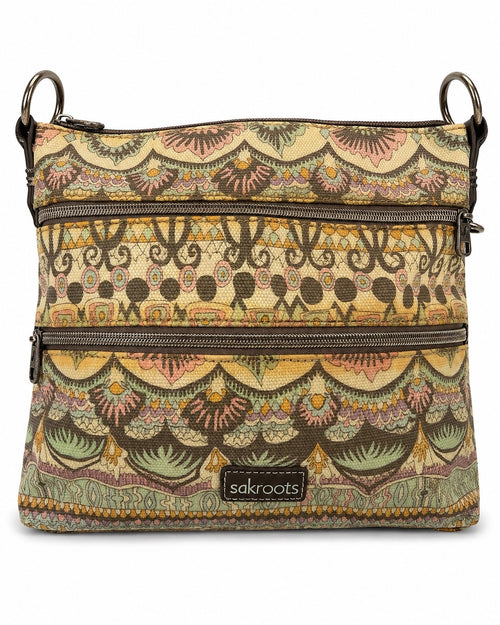 Sakroots Artist Circle Basic Crossbody Bag One World Elephant Print Coated