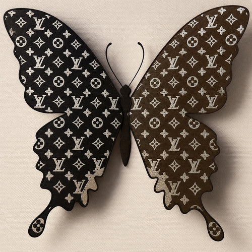 LV Monogram Butterfly Canvas Wall Art 18x18 Luxury Decor