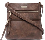 CLUCI Coffee Brown Multi-Zip Crossbody Bag