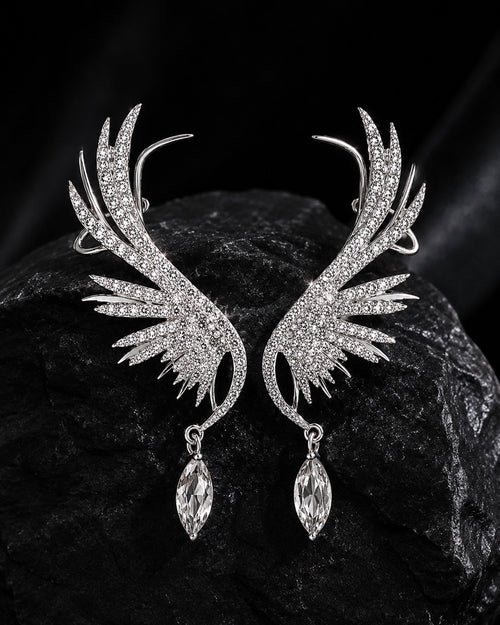 Crystal Angel Wing Ear Cuff Statement Earrings
