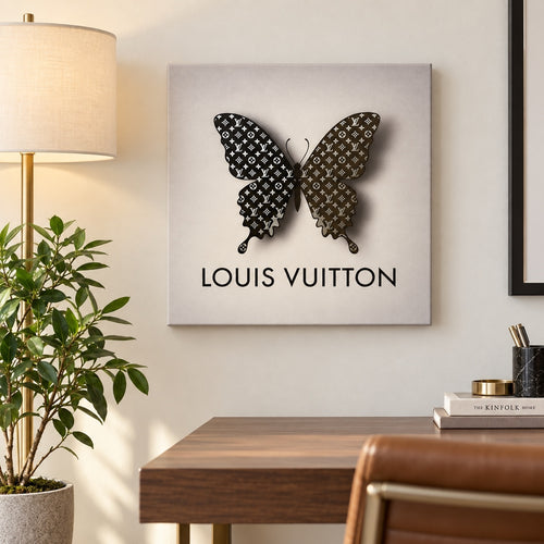 LV Monogram Butterfly Canvas Wall Art 18x18 Luxury Decor