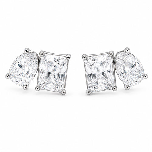 Kenneth Jay Lane Shaped Cubic Zirconia Silver-Tone Stud Earrings