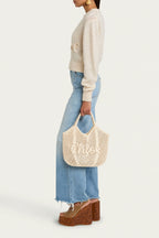 Chloe Crochet Woven Mesh Tote Bag Boho Beach Shoulder Bag