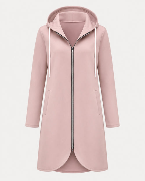 Women’s Lightweight Longline Hoodie Jacket in Blush Pink