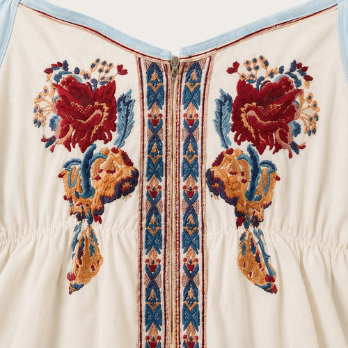 Blue Floral Off-Shoulder Boho Peplum Crop Top - Sable & Red
